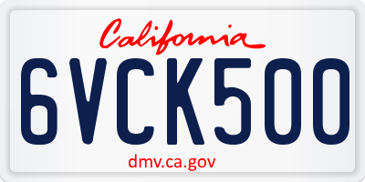 CA license plate 6VCK500