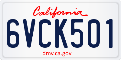 CA license plate 6VCK501