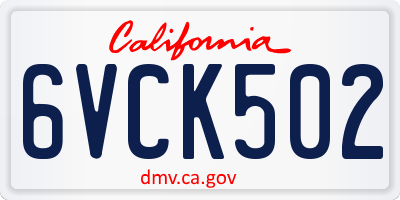 CA license plate 6VCK502