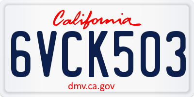 CA license plate 6VCK503
