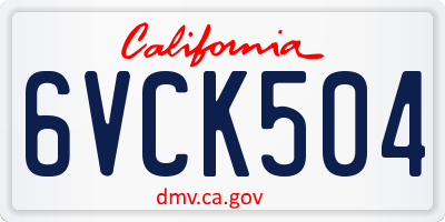 CA license plate 6VCK504