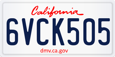 CA license plate 6VCK505