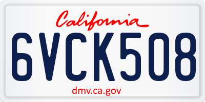 CA license plate 6VCK508
