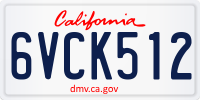 CA license plate 6VCK512