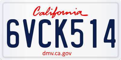 CA license plate 6VCK514