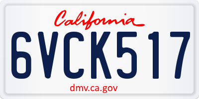 CA license plate 6VCK517