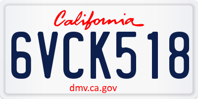 CA license plate 6VCK518