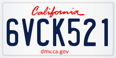 CA license plate 6VCK521