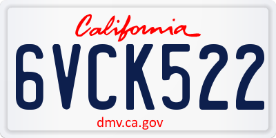 CA license plate 6VCK522