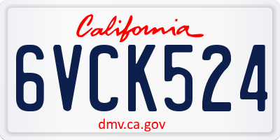 CA license plate 6VCK524