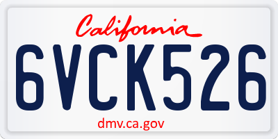 CA license plate 6VCK526