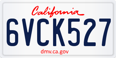 CA license plate 6VCK527