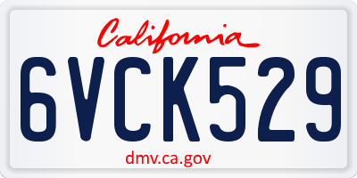 CA license plate 6VCK529