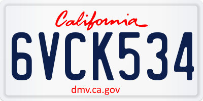 CA license plate 6VCK534