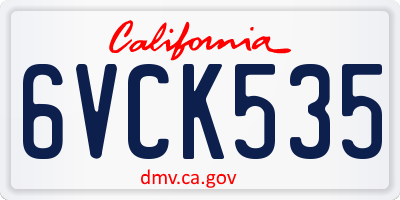 CA license plate 6VCK535