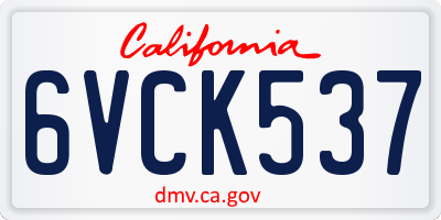 CA license plate 6VCK537