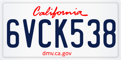 CA license plate 6VCK538
