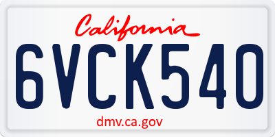 CA license plate 6VCK540