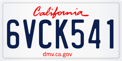 CA license plate 6VCK541