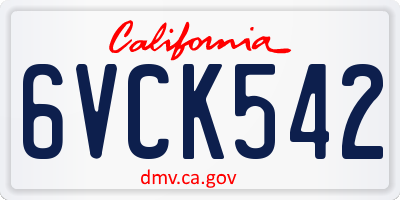 CA license plate 6VCK542
