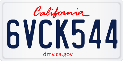 CA license plate 6VCK544