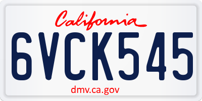 CA license plate 6VCK545
