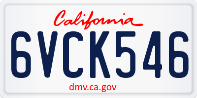 CA license plate 6VCK546