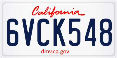 CA license plate 6VCK548