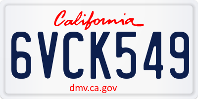 CA license plate 6VCK549