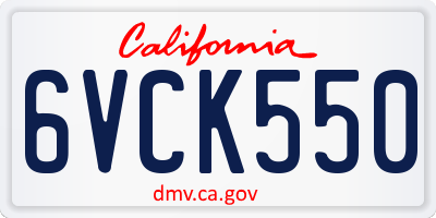 CA license plate 6VCK550