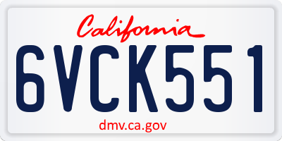 CA license plate 6VCK551