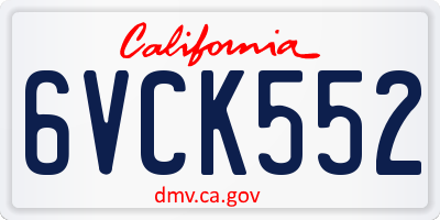 CA license plate 6VCK552