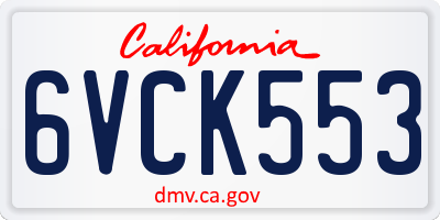 CA license plate 6VCK553