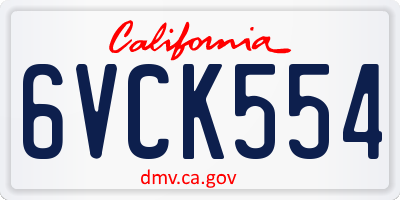CA license plate 6VCK554