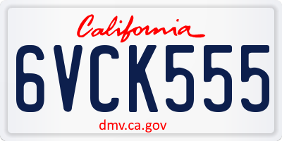 CA license plate 6VCK555