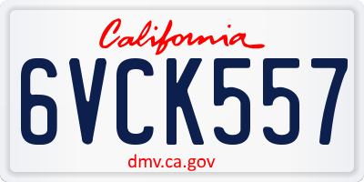 CA license plate 6VCK557
