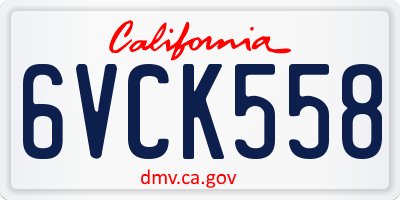 CA license plate 6VCK558