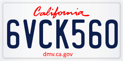 CA license plate 6VCK560