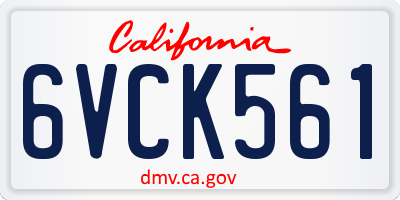 CA license plate 6VCK561