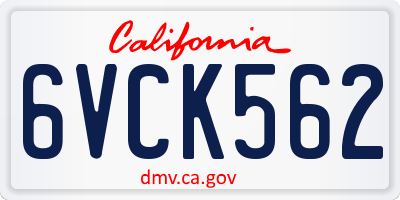CA license plate 6VCK562