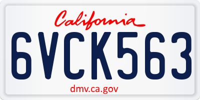 CA license plate 6VCK563