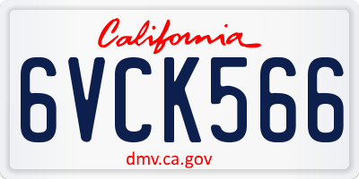 CA license plate 6VCK566