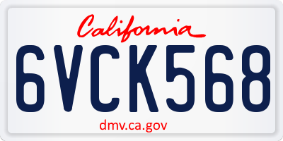 CA license plate 6VCK568