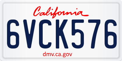 CA license plate 6VCK576