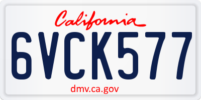 CA license plate 6VCK577