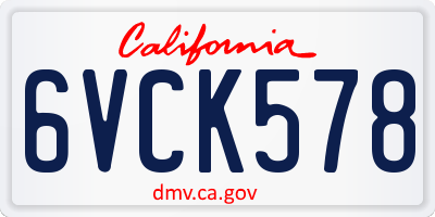 CA license plate 6VCK578