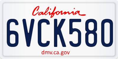 CA license plate 6VCK580