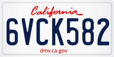 CA license plate 6VCK582