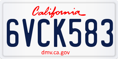 CA license plate 6VCK583