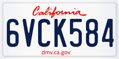 CA license plate 6VCK584